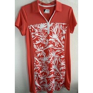 IZOD Women’s Tropical Dress Golf Polo Coral w/White Performance Tennis Medium